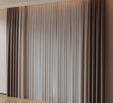  现代通用窗帘 中古布帘窗纱 纱帘 百叶帘 素色帘 纯色窗帘su模型 