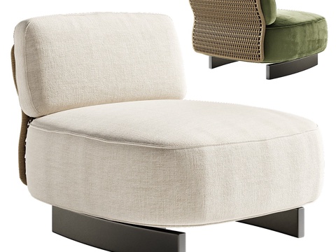  现代意式布艺扶手椅3d模型 