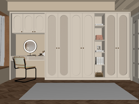 法式衣柜 衣帽间 梳妆台su模型