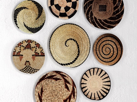  非洲藤编壁挂篮3d模型 