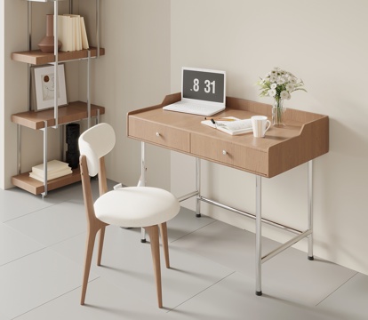 现代中古风书桌椅3d模型