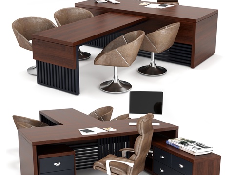  行政办公桌3d模型 