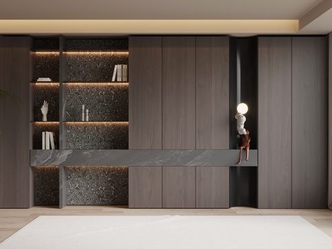 现代意式书柜su模型