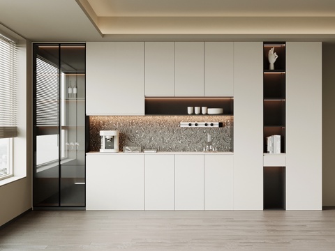  现代意式酒柜 餐边柜su模型 