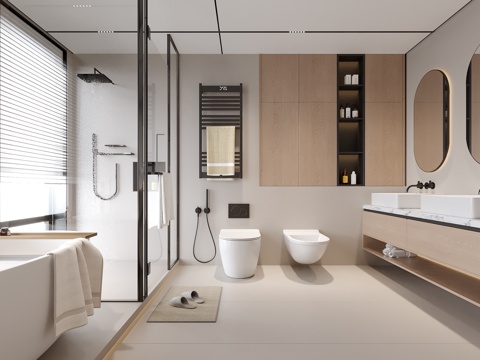 现代卫生间 别墅卫生间su模型