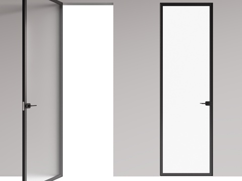  现代简约单开门 房间门 入户门 卧室门 玻璃门3d模型 