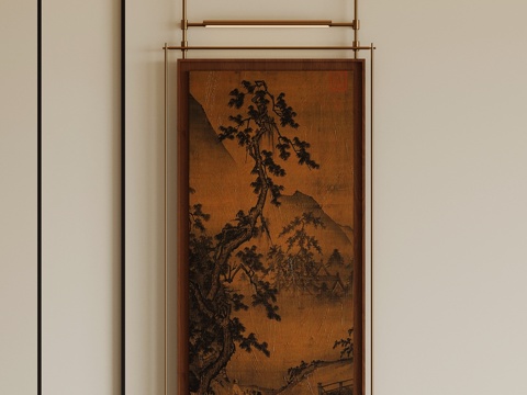 新中式挂画3d模型