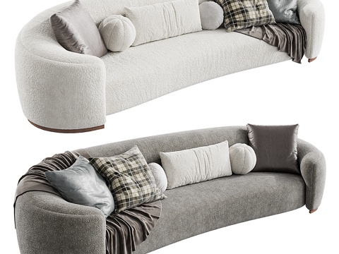  现代意式 Chelsea 弧形布艺休闲沙发3d模型 