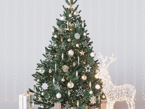  金色圣诞树3d模型 