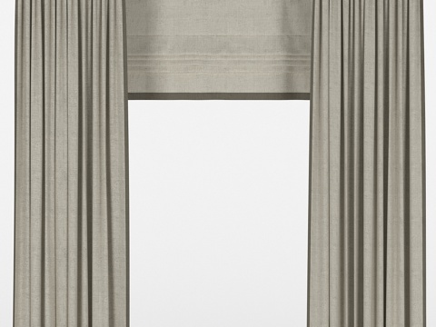  罗马帘式窗帘3d模型 