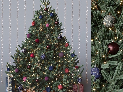  暗色圣诞树3d模型 