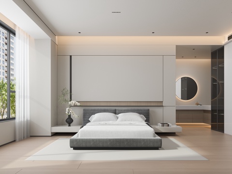  主卧室床化妆台3d模型 