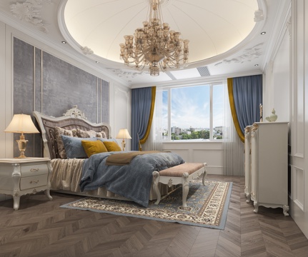  欧式卧室床3d模型 