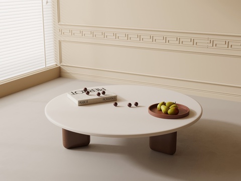 中古风茶几 圆形茶几su模型