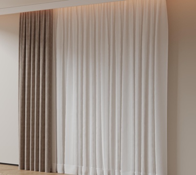  现代通用窗帘 中古布帘窗纱 纱帘 百叶帘 素色帘 纯色窗帘su模型 