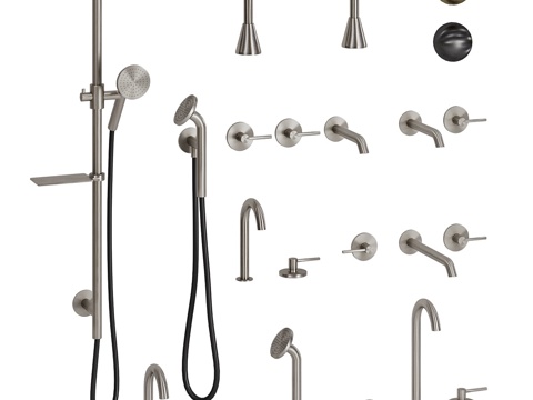  现代极简淋浴花洒 水龙头3d模型 