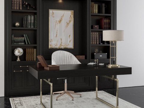  经典办公家具老板办公室3d模型 