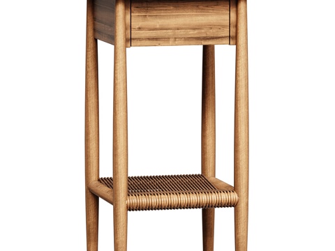  新中式侘寂实木边几3d模型 