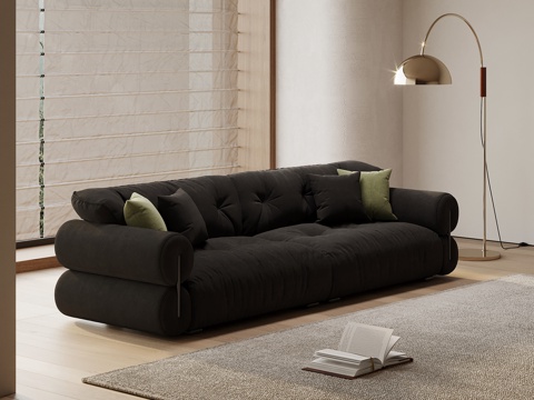 法式多人沙发 直排沙发su模型