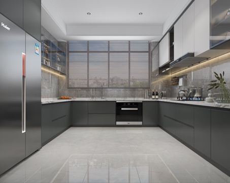  厨房橱柜冰箱3d模型 