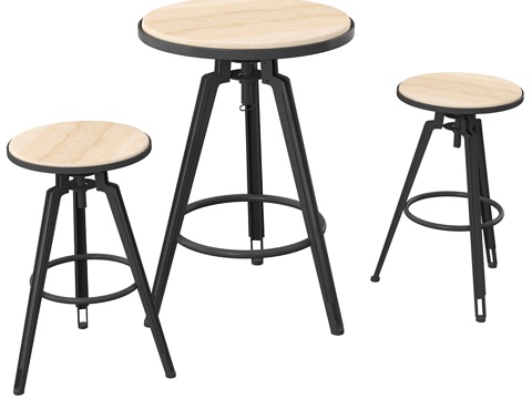  枝镇吧台套装3d模型 