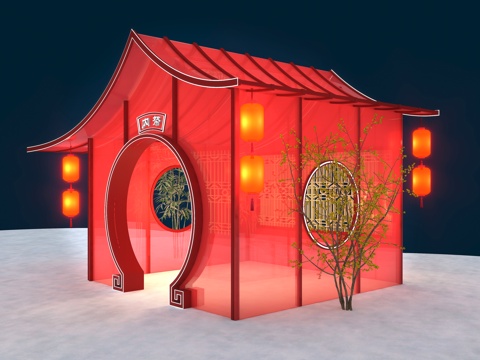  美陈 亭子 国风建筑3d模型 