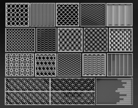  新中式瓦片景墙 瓦片拼花 传统青瓦景墙 屋檐瓦砾 瓦片隔断3d模型 