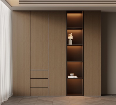 现代意式书柜 储物柜su模型