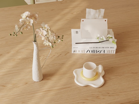  现代奶油风摆件 饰品摆件组合 花瓶 杯子3d模型 