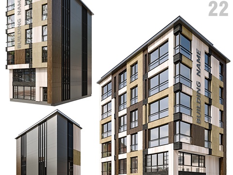  现代住宅楼 223d模型 