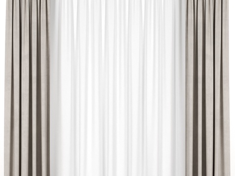  米色薄纱窗帘3d模型 