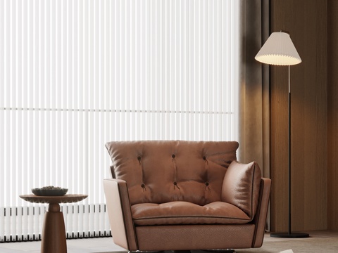 中古风单人沙发 休闲沙发su模型