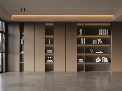 现代意式书柜su模型