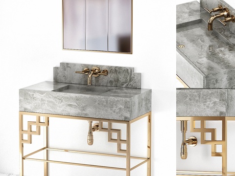  装饰艺术浴室镜奢华款3d模型 