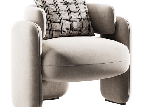  现代意式布艺扶手椅3d模型 