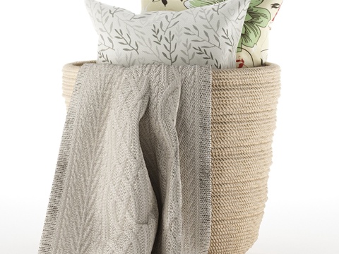  篮中枕与格纹3d模型 