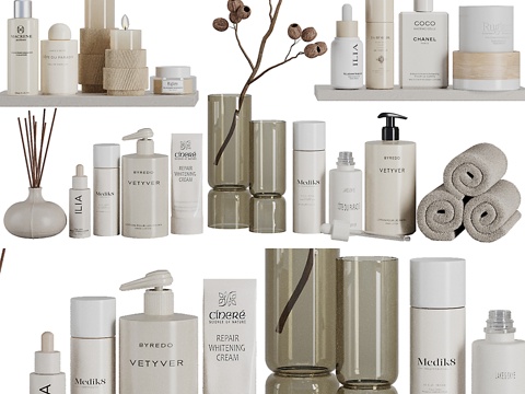  现代浴室洗护用品套装3d模型 