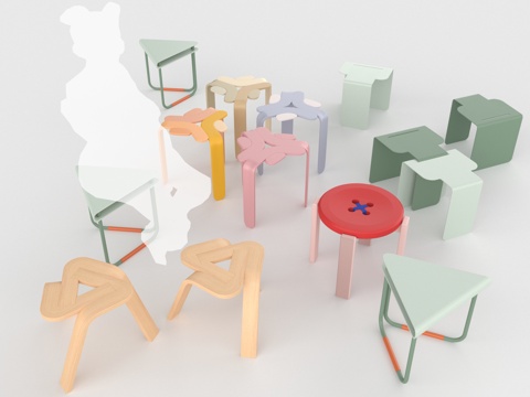  现代儿童彩色矮凳3d模型 