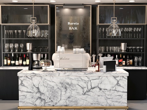  大理石吧台酒窖设计方案3d模型 