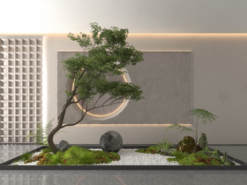  现代室内植物景观小品3d模型 