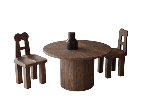  现代餐桌椅 圆形餐桌 餐椅3d模型 