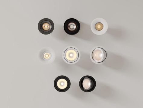 现代极简筒灯射灯 磁吸轨道射灯 明装转向射灯 线型灯 内嵌入su模型