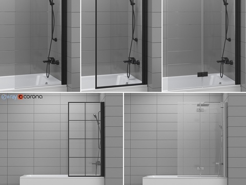  浴缸及浴缸用窗帘 Radaway and Vil3d模型 