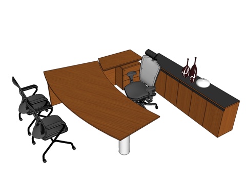 办公桌 班台桌 老板办公桌 办公家具su模型