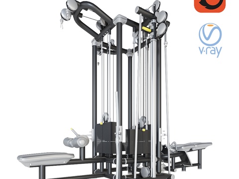  黑色缆绳训练站3d模型 