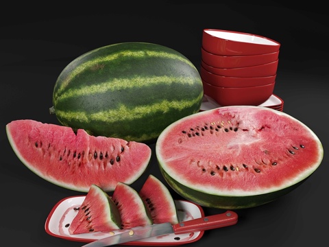  西瓜套装3d模型 