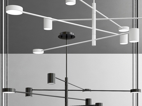  极简北欧风LED吊灯3d模型 