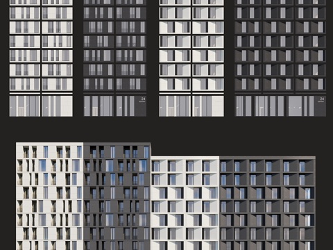  建筑立面3d模型 