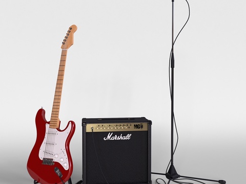  带音箱的电吉他3d模型 