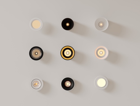 现代极简筒灯射灯 磁吸轨道射灯 明装转向射灯 线型灯 内嵌入su模型